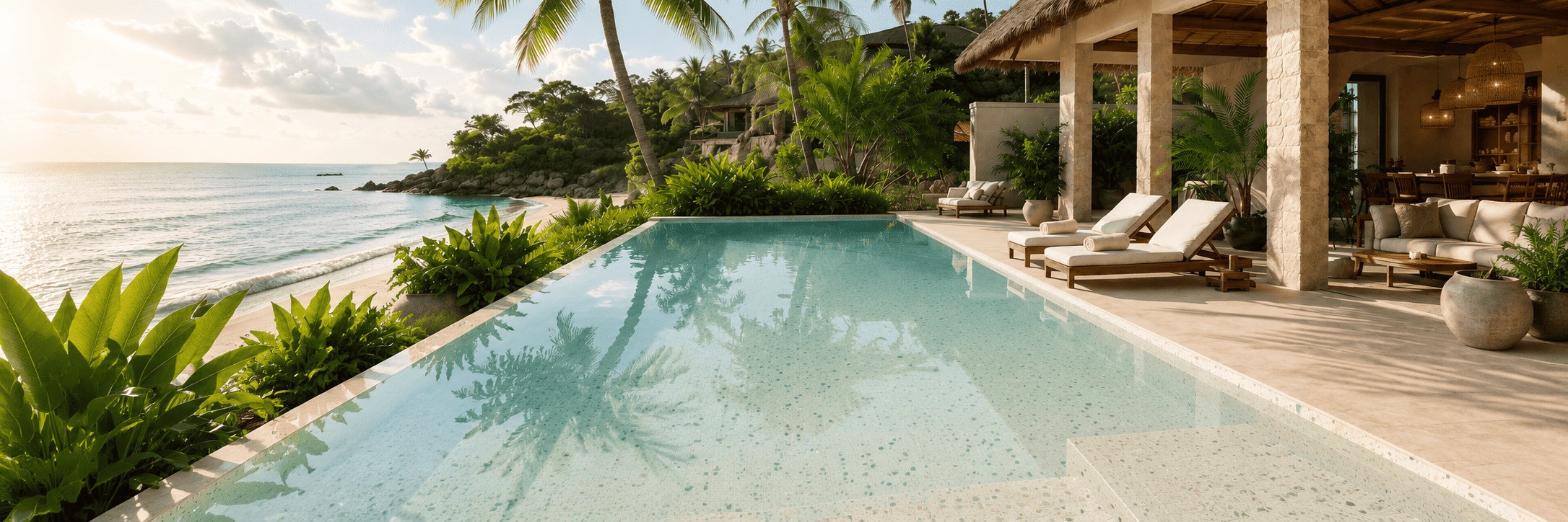White Zeolite Stone Pool | Premium Natural White Pool Stone from Indonesia